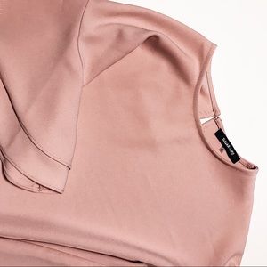 Rose Nude Ruffle Shoulder Blouse